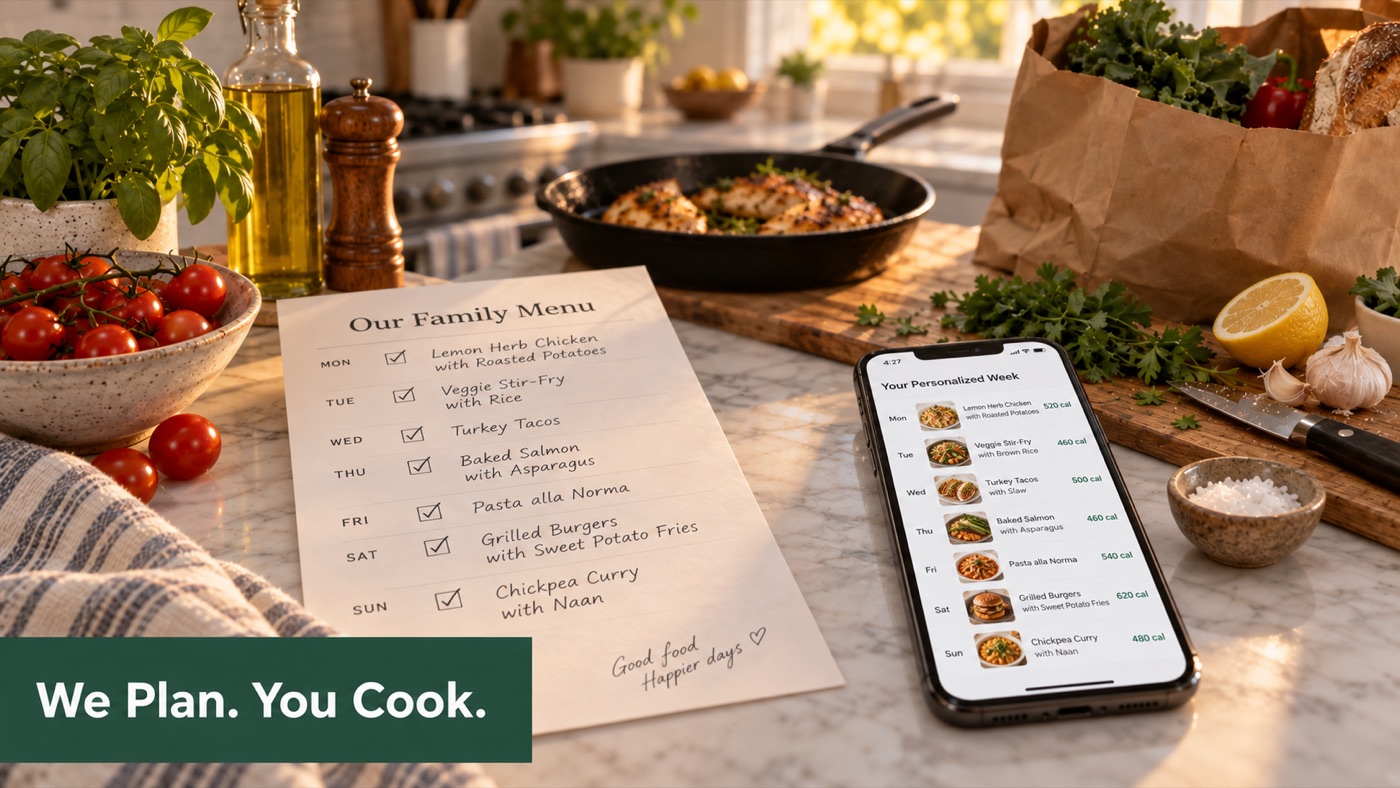 Curated weekly dinner menus versus a generated personalized meal plan