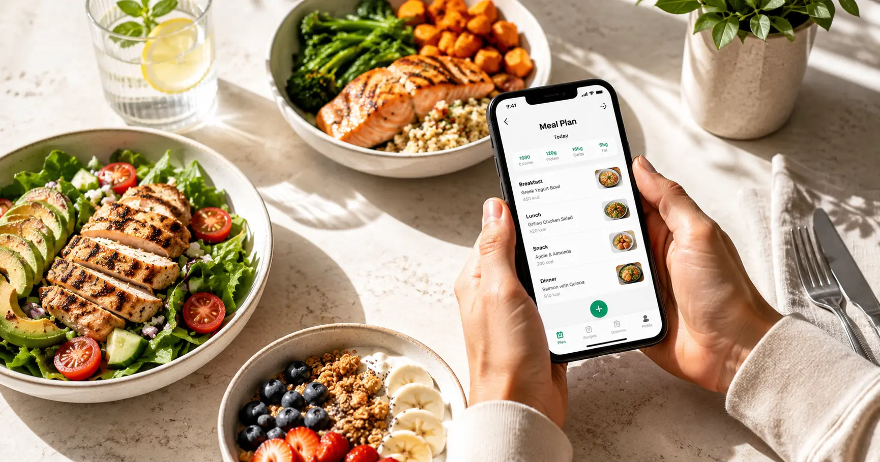 Screenshot of AI Meal Planner, AI meal plans with recipes, macros and a sorted grocery list in 60 seconds